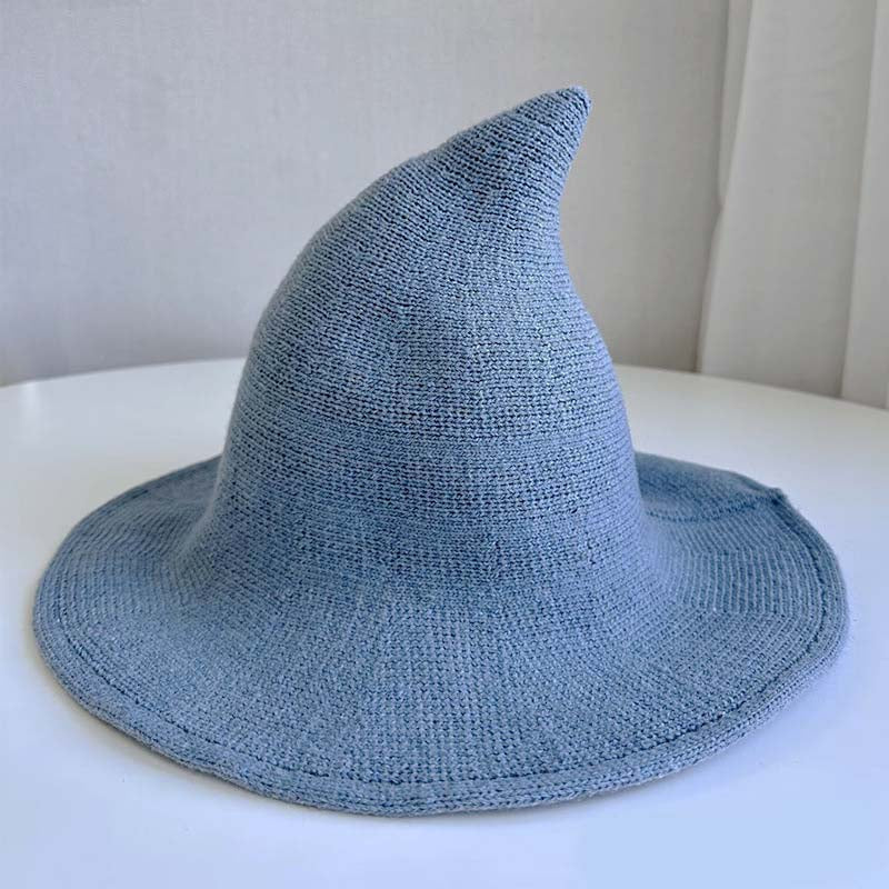 Adiffu Halloween Witch Hat With Large Brim Knitted Party Cosplay Hat