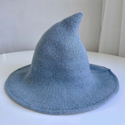 Adiffu Halloween Witch Hat With Large Brim Knitted Party Cosplay Hat