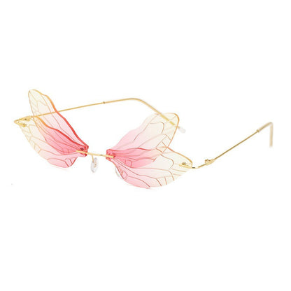 Adiffu Frameless Gradient Color Dragonfly Sunglasses For women