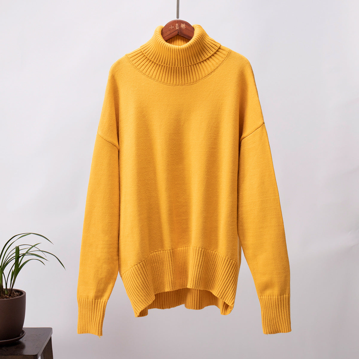 Adiffu Autumn Winter Solid Color Loose Knitted Sweater