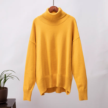 Adiffu Autumn Winter Solid Color Loose Knitted Sweater