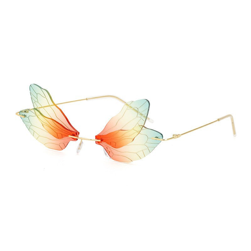 Adiffu Frameless Gradient Color Dragonfly Sunglasses For women