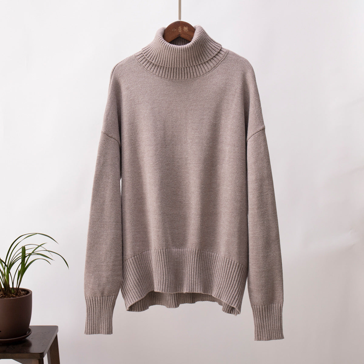 Adiffu Autumn Winter Solid Color Loose Knitted Sweater