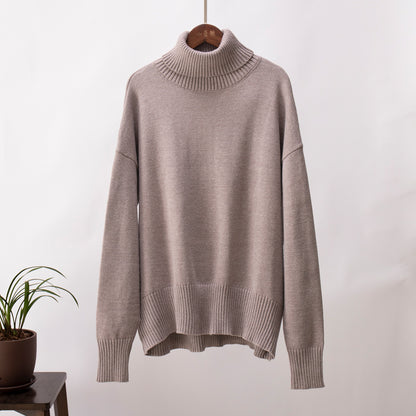 Adiffu Autumn Winter Solid Color Loose Knitted Sweater