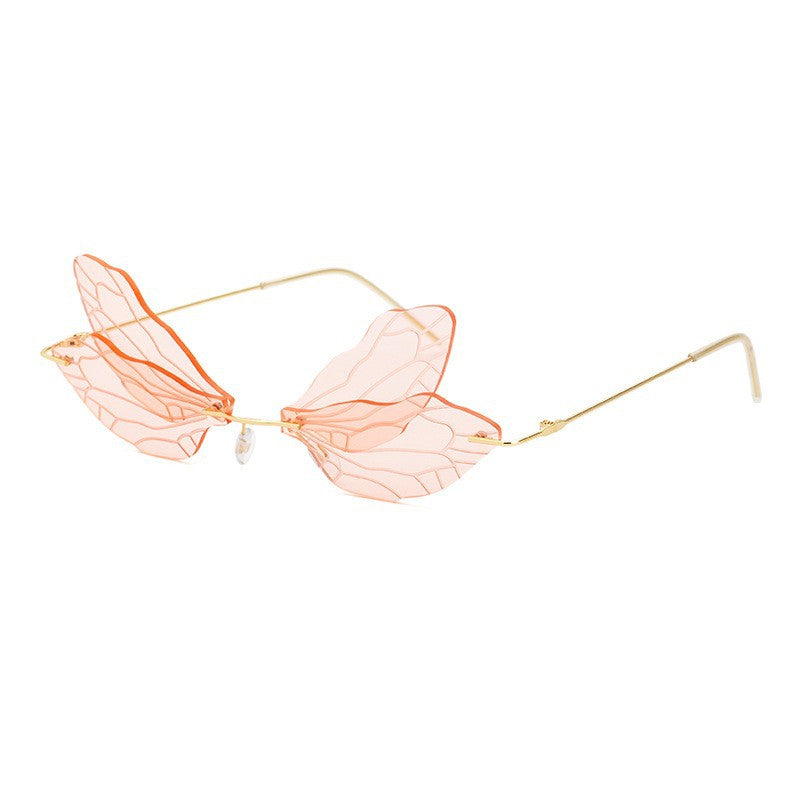 Adiffu Frameless Gradient Color Dragonfly Sunglasses For women
