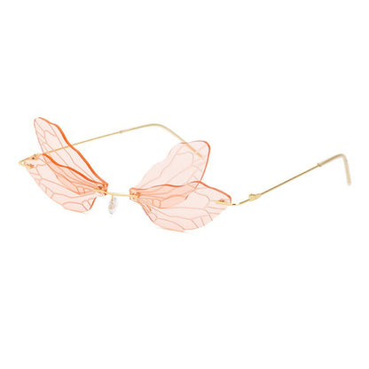 Adiffu Frameless Gradient Color Dragonfly Sunglasses For women