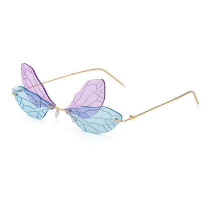 Adiffu Frameless Gradient Color Dragonfly Sunglasses For women