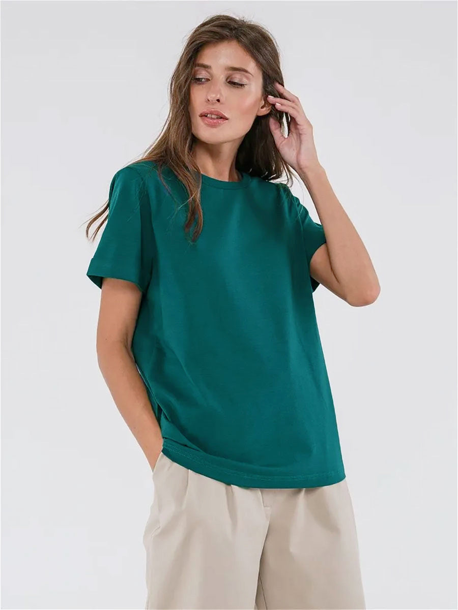 Adiffu Fashion Casual Solid Color Round Neck Short-sleeved T-shirt
