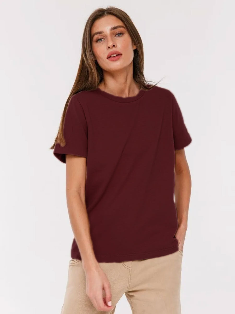 Adiffu Fashion Casual Solid Color Round Neck Short-sleeved T-shirt