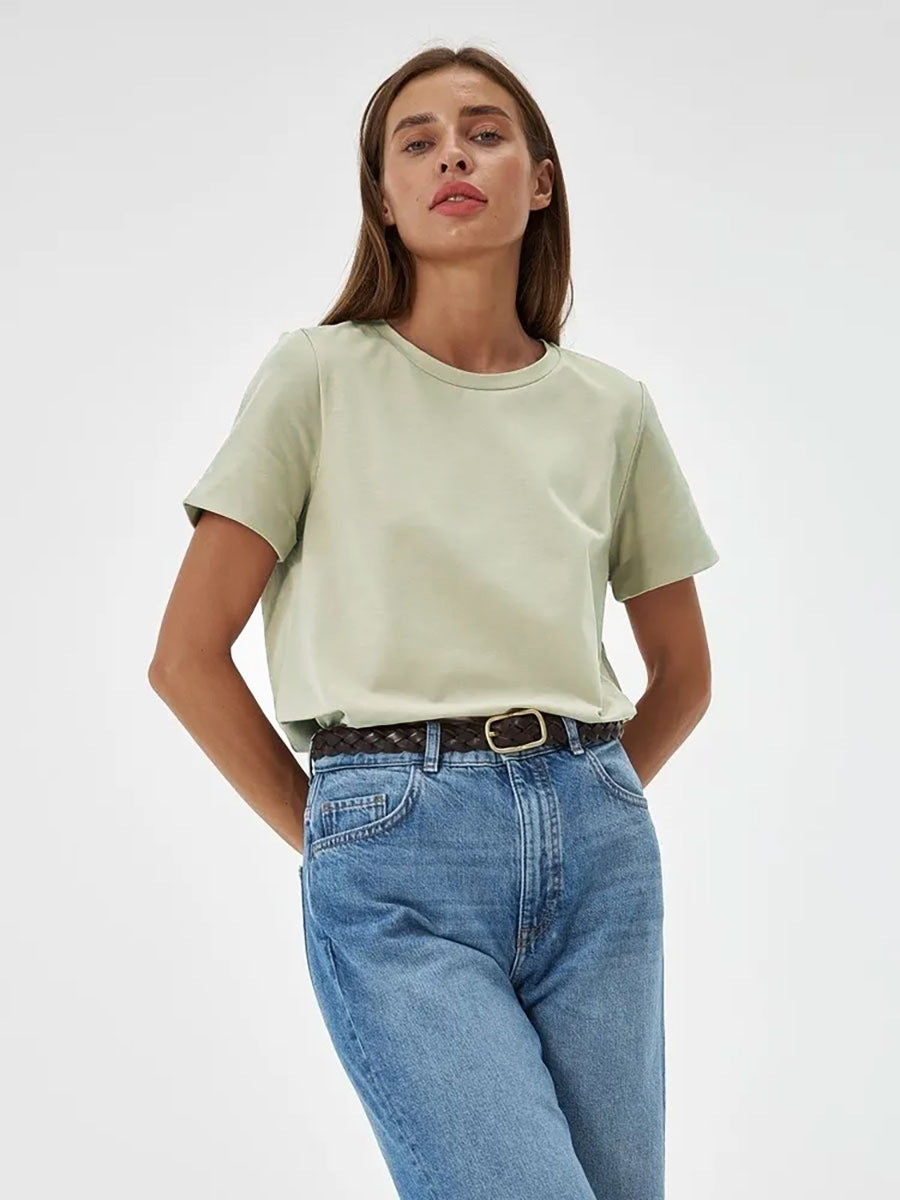 Adiffu Fashion Casual Solid Color Round Neck Short-sleeved T-shirt