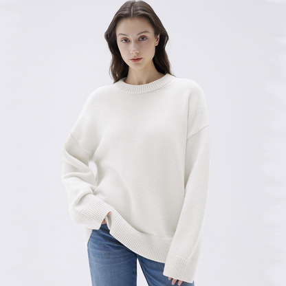Adiffu Commuter-friendly Casual Solid-color Crew-neck Knitted Sweater