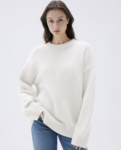 Adiffu Commuter-friendly Casual Solid-color Crew-neck Knitted Sweater
