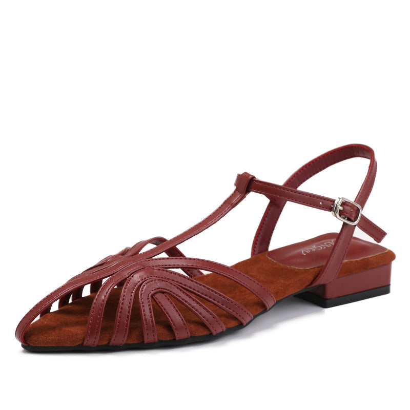 Selene Woven Roman Low-Heel Sandals