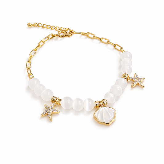 Adiffu Fresh Seashell Starfish Opal Bracelet