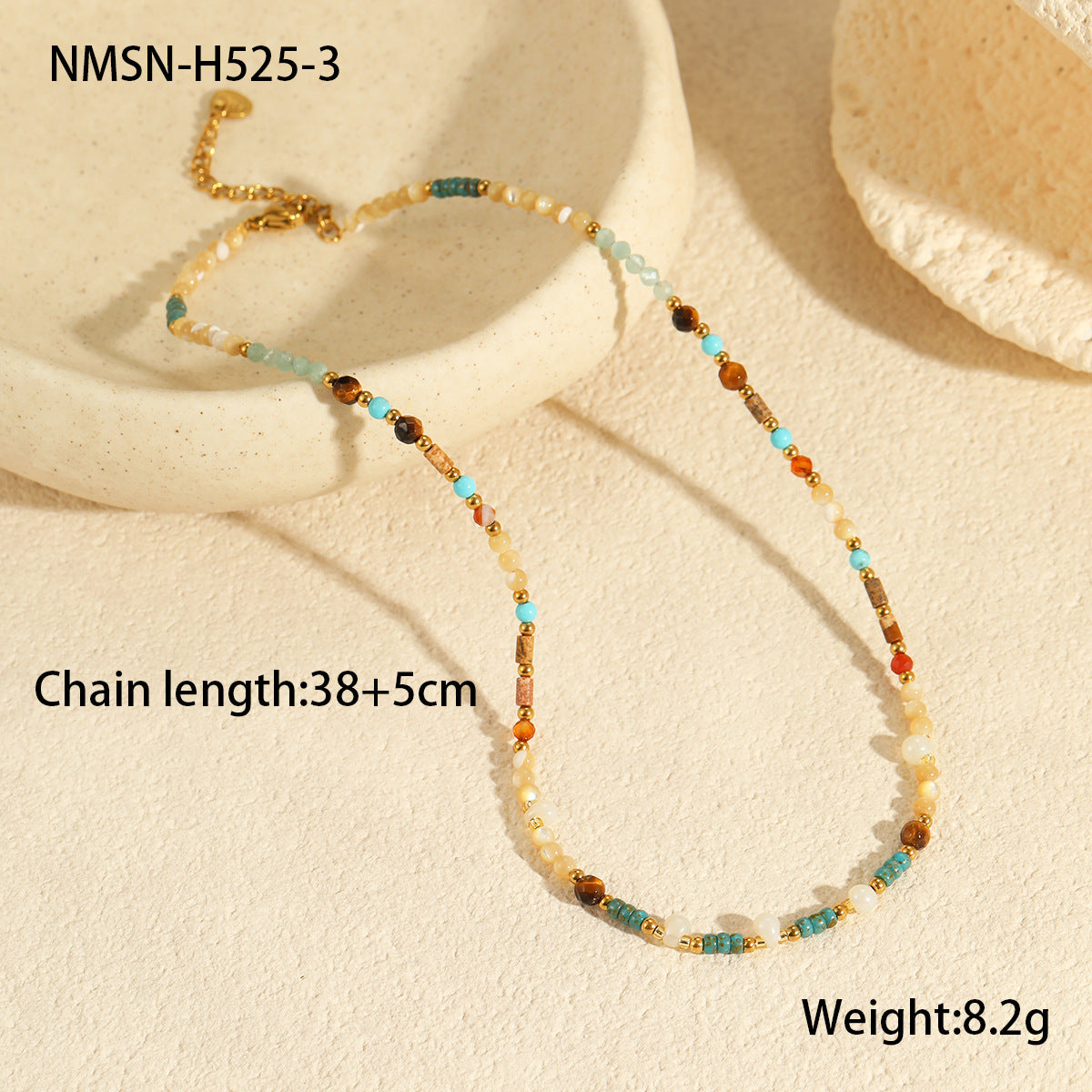 Adiffu Retro Natural Stone Necklace