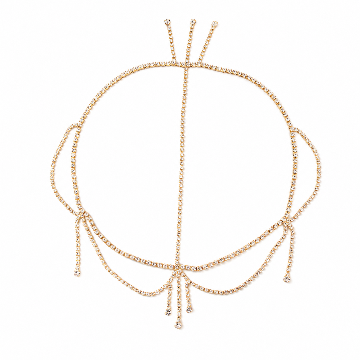 Minimal Crystal Tassel Hair Chain – Runway Bridal Forehead Jewelry