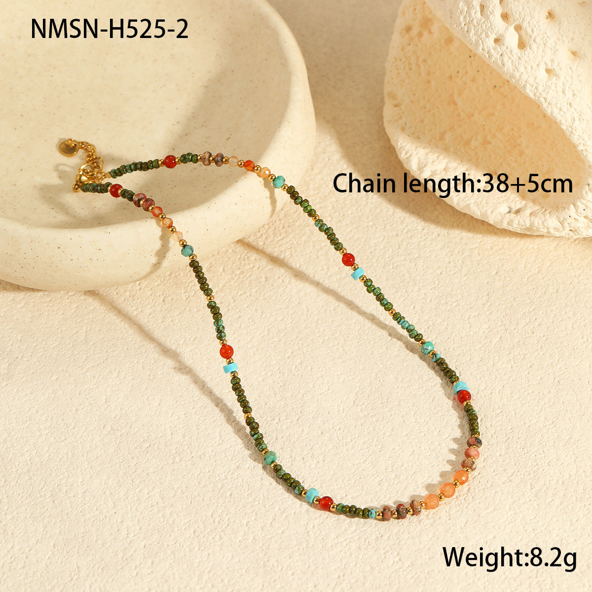 Adiffu Retro Natural Stone Necklace