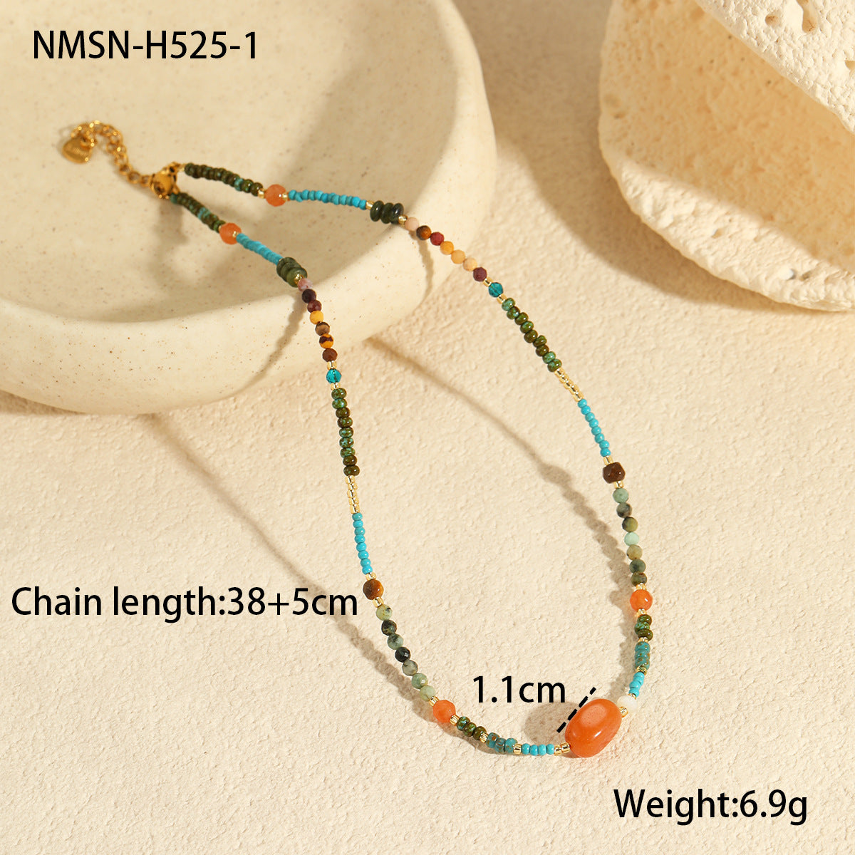 Adiffu Retro Natural Stone Necklace