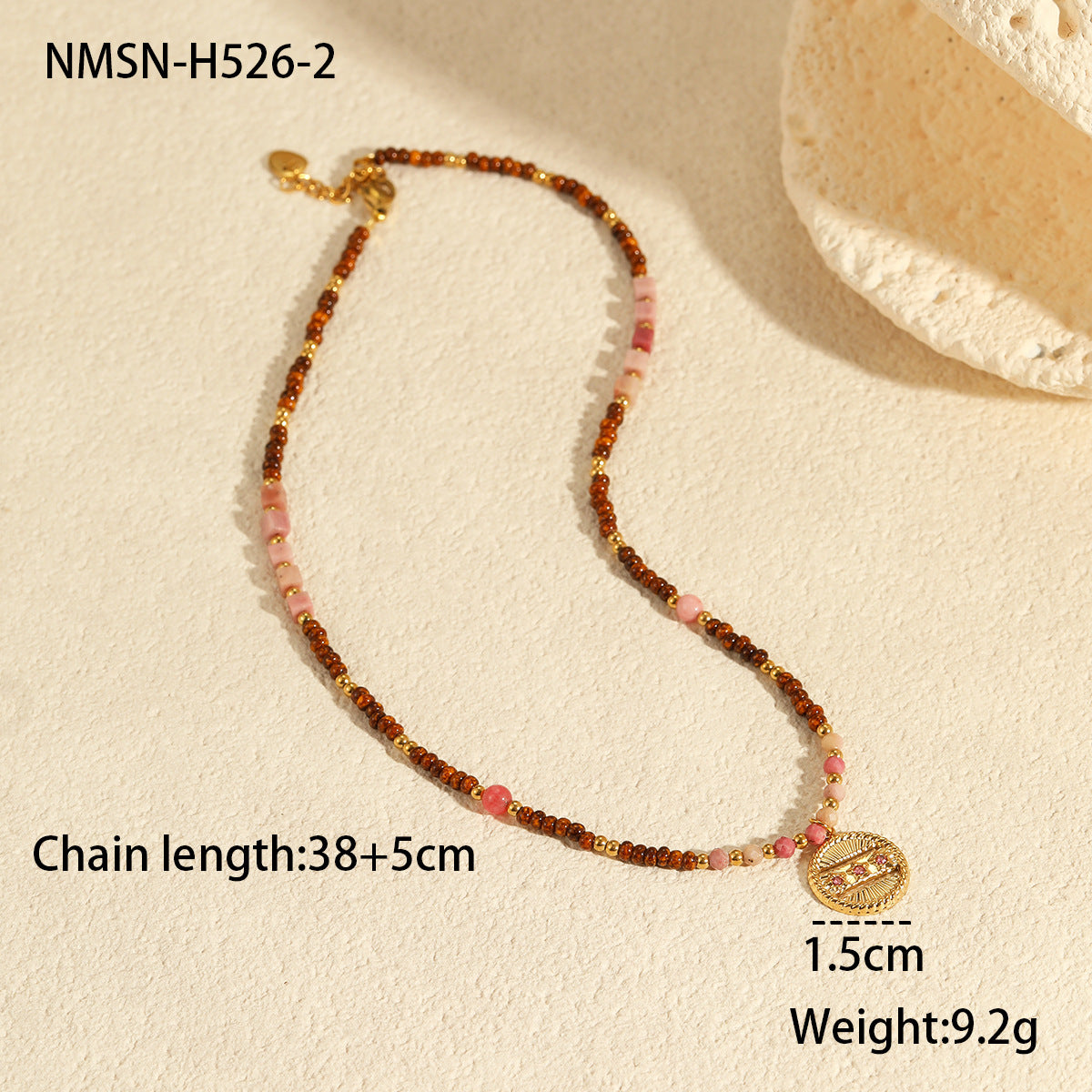 Adiffu Retro Natural Stone Necklace