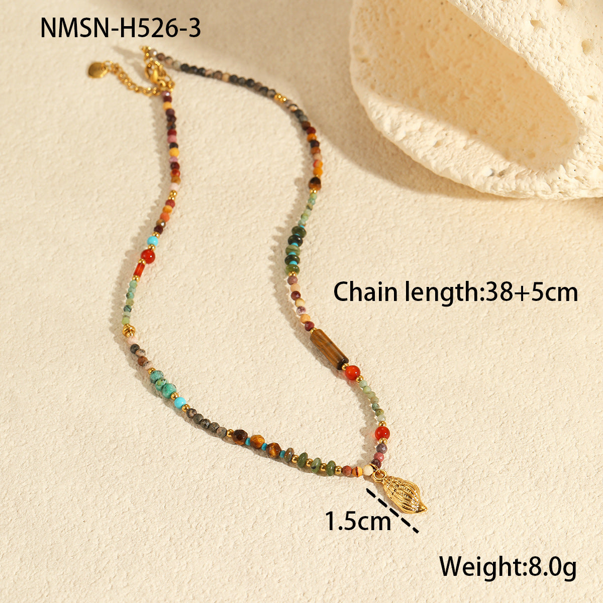 Adiffu Retro Natural Stone Necklace